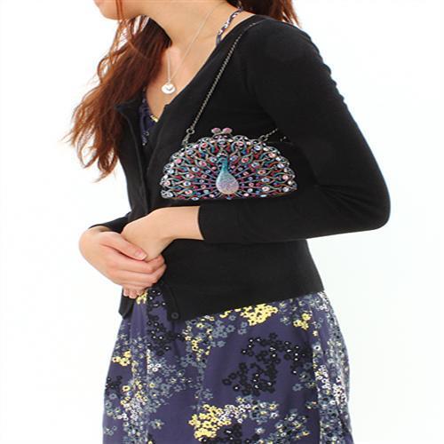 LO2370 - Ruthenium White Metal Clutch with Top Grade Crystal  in Multi Color LuxuryLifeWay Online Store