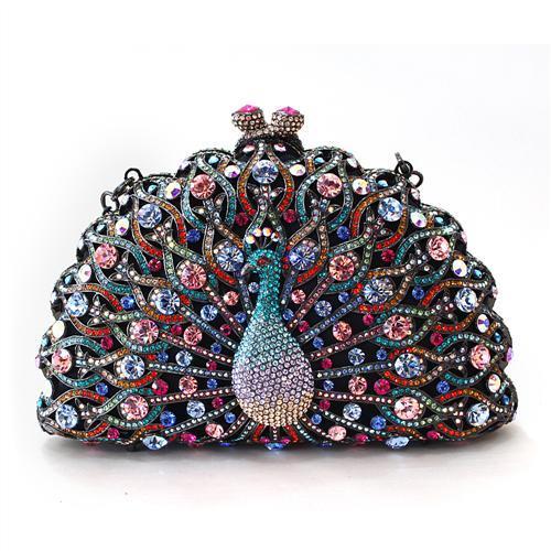 LO2370 - Ruthenium White Metal Clutch with Top Grade Crystal  in Multi Color LuxuryLifeWay Online Store