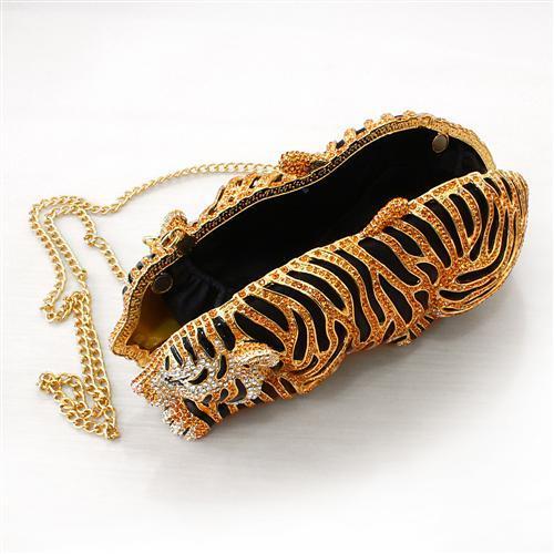 LO2371 - Gold White Metal Clutch with Top Grade Crystal  in Multi Color LuxuryLifeWay Online Store