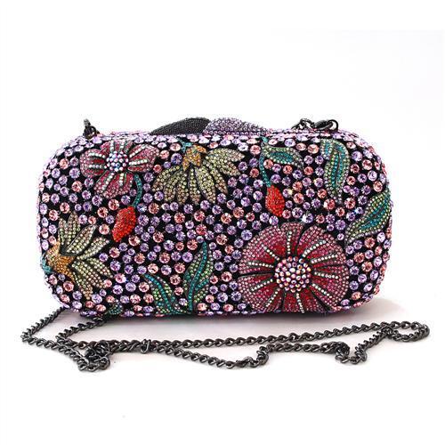 LO2374 - Ruthenium White Metal Clutch with Top Grade Crystal  in Multi Color LuxuryLifeWay Online Store
