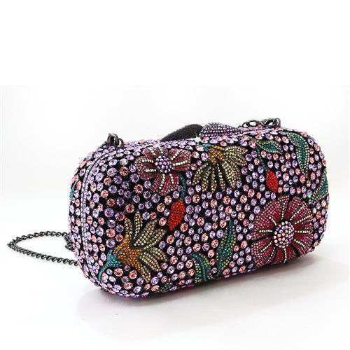 LO2374 - Ruthenium White Metal Clutch with Top Grade Crystal  in Multi Color LuxuryLifeWay Online Store