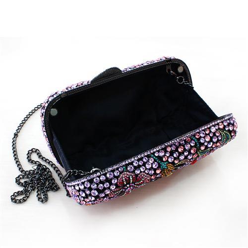 LO2374 - Ruthenium White Metal Clutch with Top Grade Crystal  in Multi Color LuxuryLifeWay Online Store