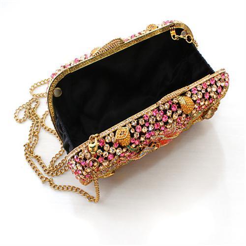LO2375 - Ancientry Gold White Metal Clutch with Top Grade Crystal  in Multi Color LuxuryLifeWay Online Store