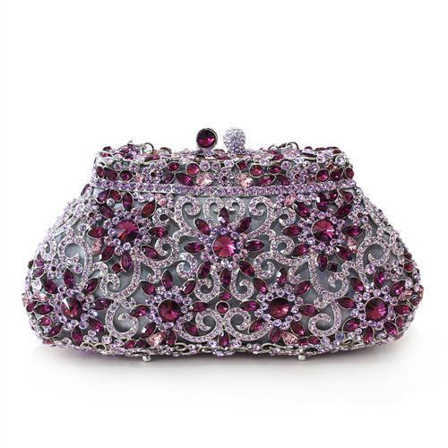 LO2376 - Imitation Rhodium White Metal Clutch with Top Grade Crystal  in Multi Color LuxuryLifeWay Online Store