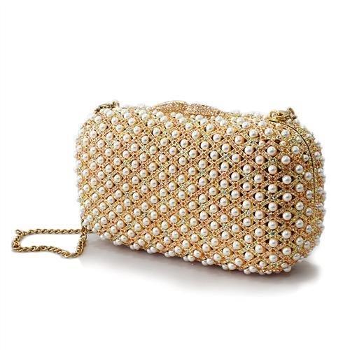 LO2377 - Gold White Metal Clutch with Top Grade Crystal  in Multi Color LuxuryLifeWay Online Store