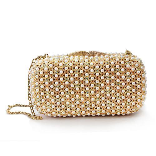 LO2377 - Gold White Metal Clutch with Top Grade Crystal  in Multi Color LuxuryLifeWay Online Store