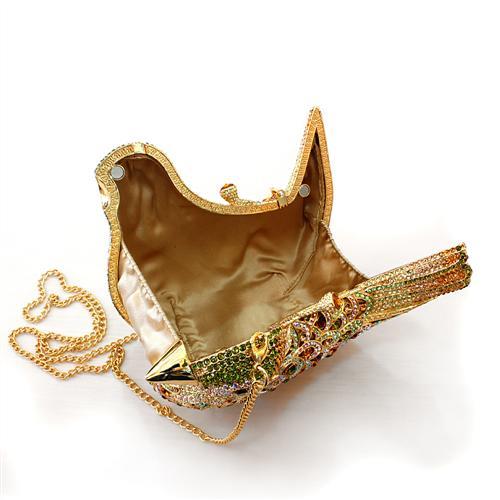 LO2378 - Gold White Metal Clutch with Top Grade Crystal  in Multi Color LuxuryLifeWay Online Store