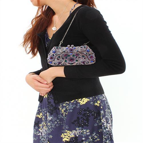LO2379 - Imitation Rhodium White Metal Clutch with Top Grade Crystal  in Multi Color LuxuryLifeWay Online Store