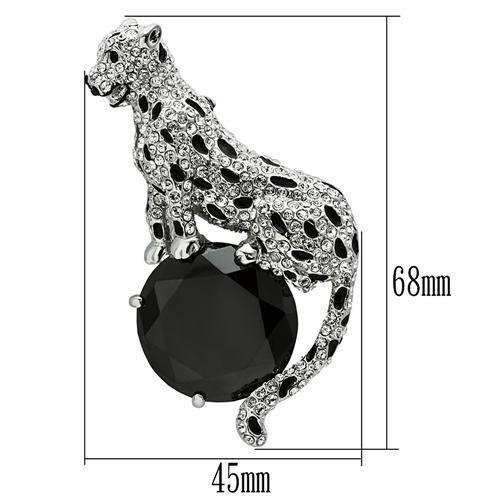 LO2398 - Imitation Rhodium White Metal Brooches with AAA Grade CZ  in Jet LuxuryLifeWay Online Store