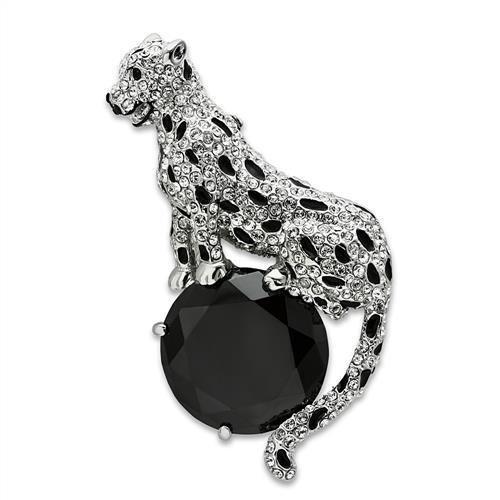 LO2398 - Imitation Rhodium White Metal Brooches with AAA Grade CZ  in Jet LuxuryLifeWay Online Store