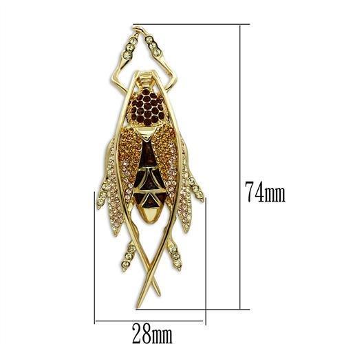 LO2406 - Gold White Metal Brooches with Top Grade Crystal  in Multi Color LuxuryLifeWay Online Store