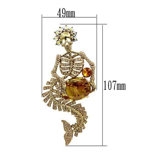 LO2411 - Gold White Metal Brooches with AAA Grade CZ  in Topaz LuxuryLifeWay Online Store