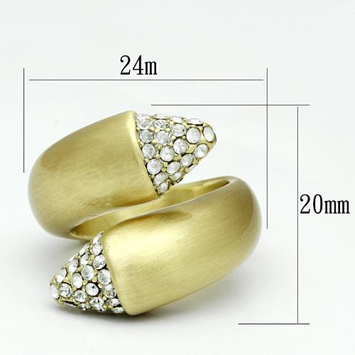 LO2466 - Gold & Brush Brass Ring with Top Grade Crystal  in Clear LuxuryLifeWay Online Store