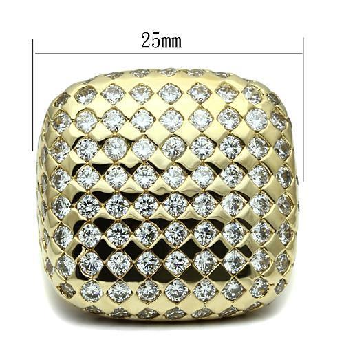 LO2516 - Gold Brass Ring with AAA Grade CZ  in Clear LuxuryLifeWay Online Store