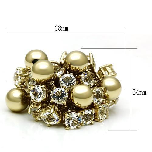 LO2520 - Gold Brass Ring with Top Grade Crystal  in Clear LuxuryLifeWay Online Store