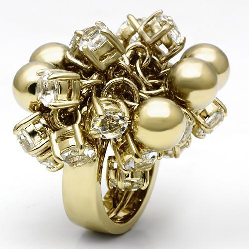LO2520 - Gold Brass Ring with Top Grade Crystal  in Clear LuxuryLifeWay Online Store