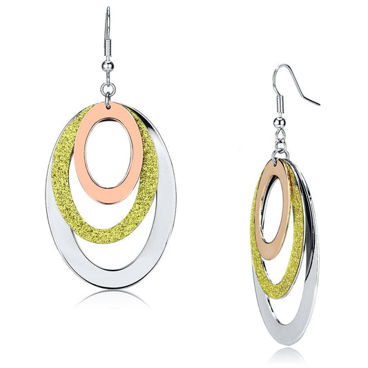 LO2660 - Rose Gold + Rhodium Iron Earrings with No Stone LuxuryLifeWay Online Store