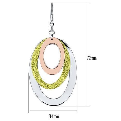 LO2660 - Rose Gold + Rhodium Iron Earrings with No Stone LuxuryLifeWay Online Store