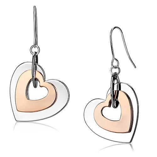 LO2675 - Rose Gold + Rhodium Iron Earrings with No Stone LuxuryLifeWay Online Store