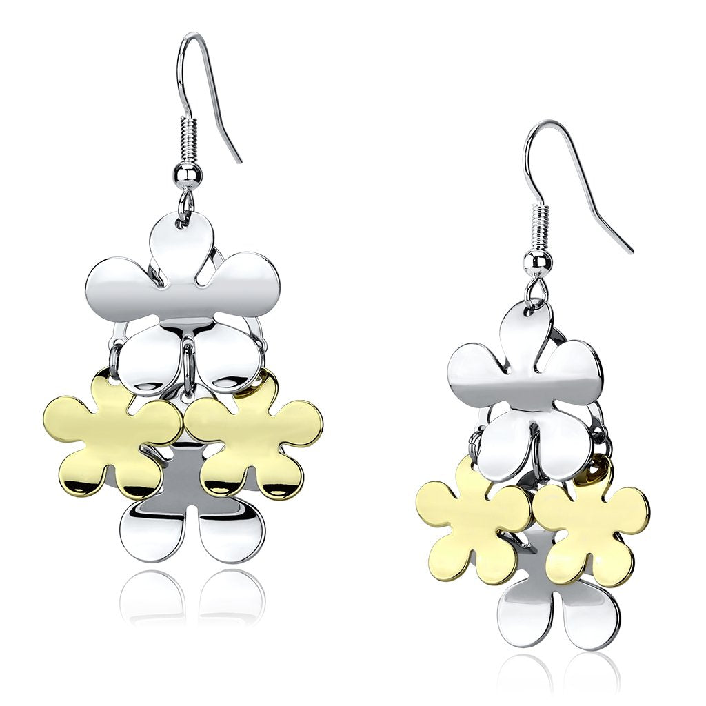 LO2686 - Gold+Rhodium Iron Earrings with No Stone LuxuryLifeWay Online Store