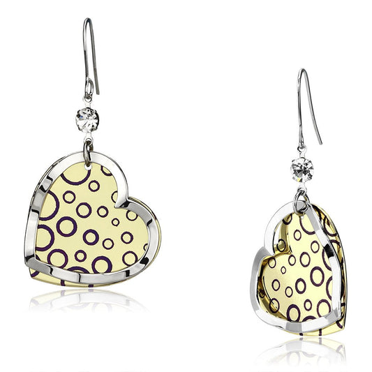 LO2694 - Gold+Rhodium Iron Earrings with Top Grade Crystal  in Clear LuxuryLifeWay Online Store