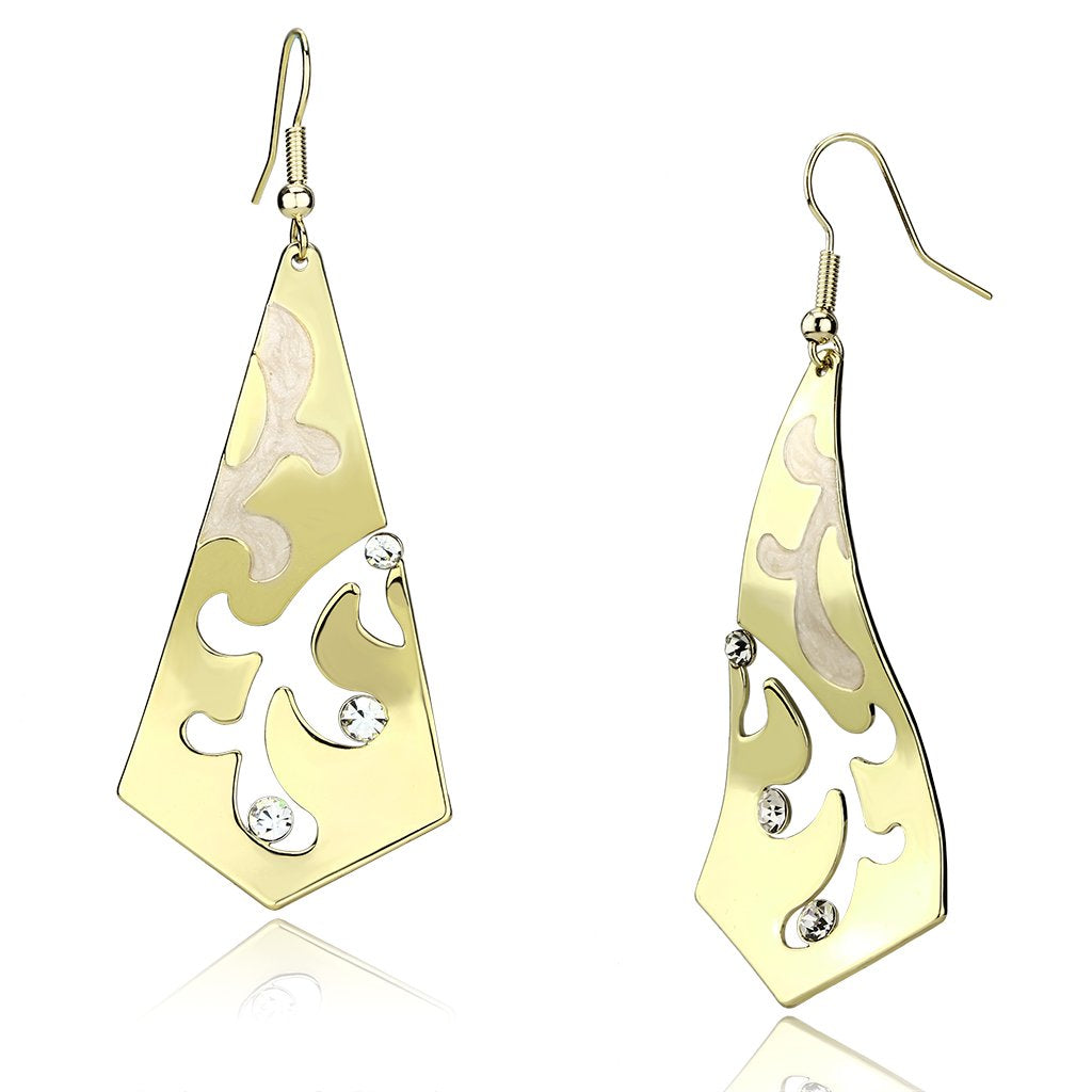 LO2710 - Gold Iron Earrings with Top Grade Crystal  in Clear LuxuryLifeWay Online Store