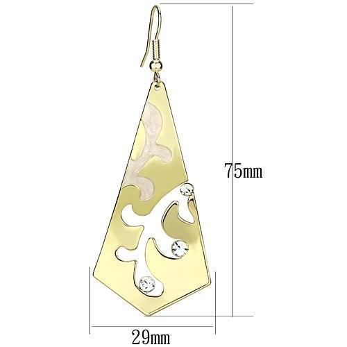 LO2710 - Gold Iron Earrings with Top Grade Crystal  in Clear LuxuryLifeWay Online Store