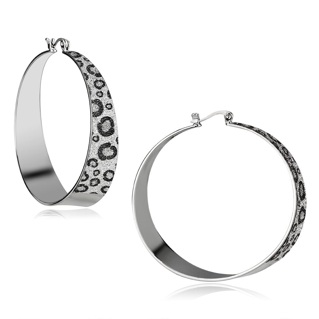 LO2719 - Rhodium Iron Earrings with No Stone LuxuryLifeWay Online Store