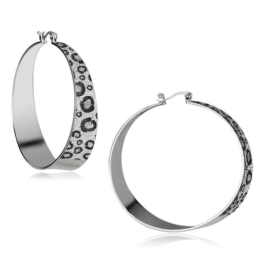 LO2719 - Rhodium Iron Earrings with No Stone LuxuryLifeWay Online Store