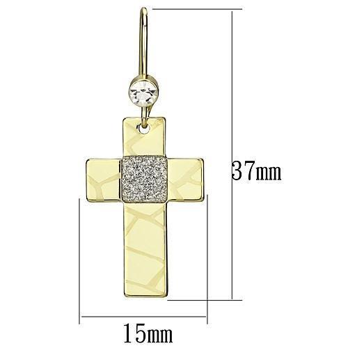 LO2734 - Gold Iron Earrings with Top Grade Crystal  in Clear LuxuryLifeWay Online Store