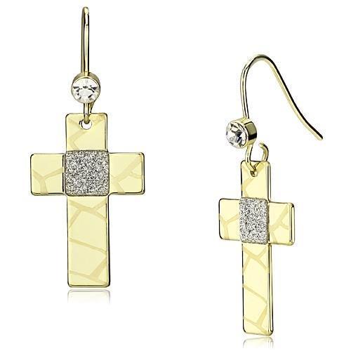 LO2734 - Gold Iron Earrings with Top Grade Crystal  in Clear LuxuryLifeWay Online Store