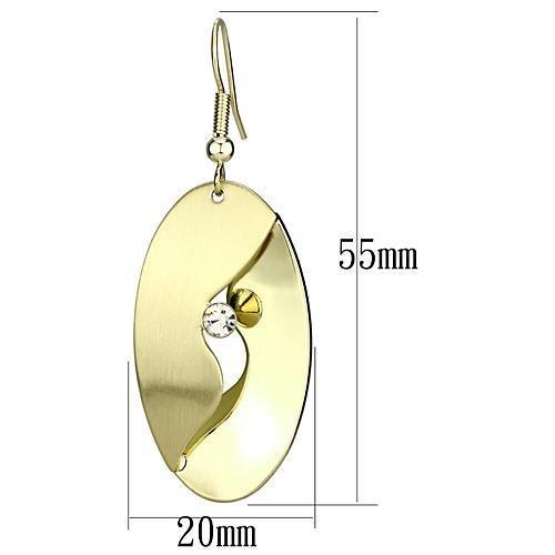 LO2744 - Matte Gold & Gold Iron Earrings with Top Grade Crystal  in Clear LuxuryLifeWay Online Store