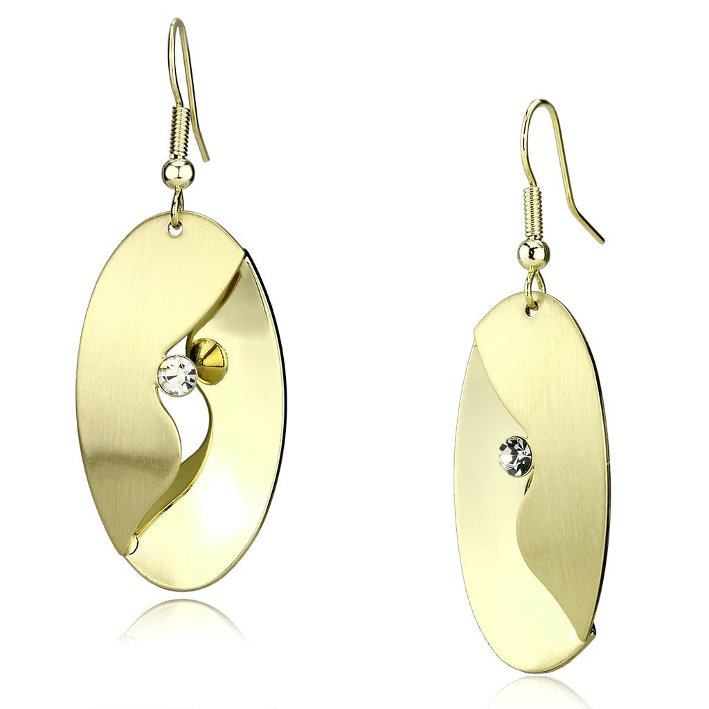 LO2744 - Matte Gold & Gold Iron Earrings with Top Grade Crystal  in Clear LuxuryLifeWay Online Store