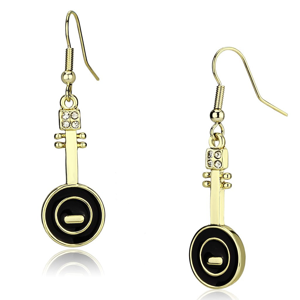 LO2746 - Gold Iron Earrings with Top Grade Crystal  in Clear LuxuryLifeWay Online Store