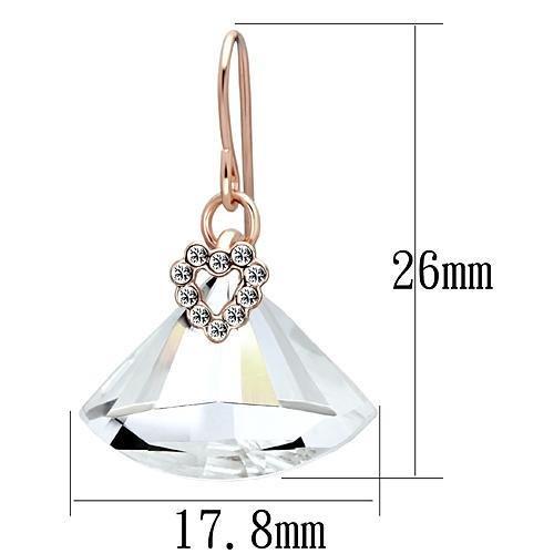 LO2755 - Rose Gold Iron Earrings with Top Grade Crystal  in Clear LuxuryLifeWay Online Store