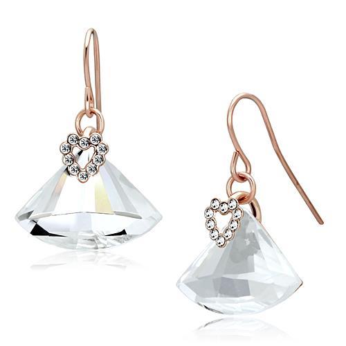 LO2755 - Rose Gold Iron Earrings with Top Grade Crystal  in Clear LuxuryLifeWay Online Store