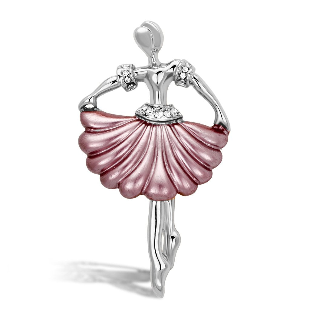 LO2780 - Flash Rose Gold White Metal Brooches with Top Grade Crystal  in Clear LuxuryLifeWay Online Store