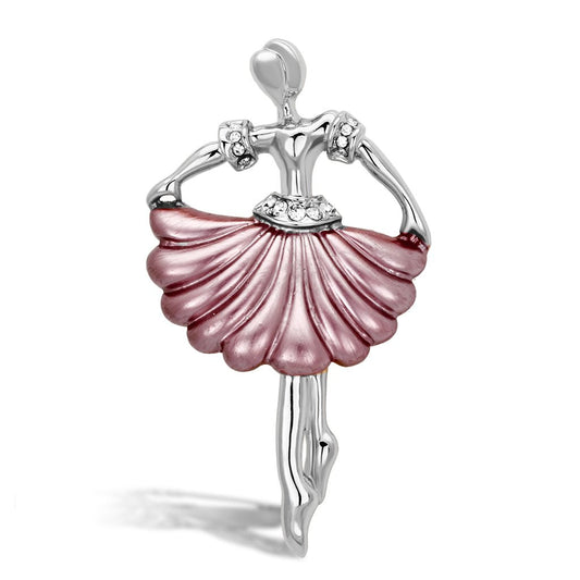 LO2780 - Flash Rose Gold White Metal Brooches with Top Grade Crystal  in Clear LuxuryLifeWay Online Store