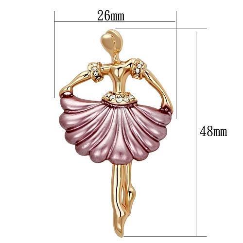 LO2780 - Flash Rose Gold White Metal Brooches with Top Grade Crystal  in Clear LuxuryLifeWay Online Store