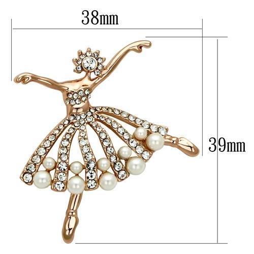 LO2802 - Flash Rose Gold White Metal Brooches with Synthetic Pearl in White LuxuryLifeWay Online Store