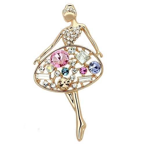 LO2818 - Flash Rose Gold White Metal Brooches with Top Grade Crystal  in Multi Color LuxuryLifeWay Online Store