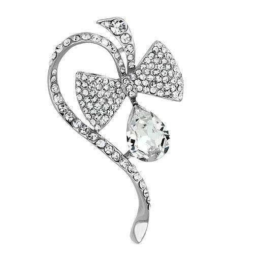 LO2831 - Imitation Rhodium White Metal Brooches with Synthetic Synthetic Glass in Clear LuxuryLifeWay Online Store