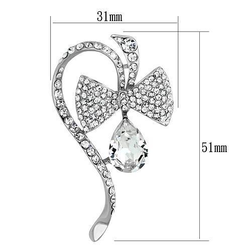 LO2831 - Imitation Rhodium White Metal Brooches with Synthetic Synthetic Glass in Clear LuxuryLifeWay Online Store