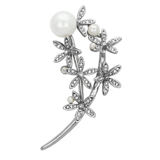 LO2834 - Flash Rose Gold White Metal Brooches with Synthetic Pearl in White LuxuryLifeWay Online Store