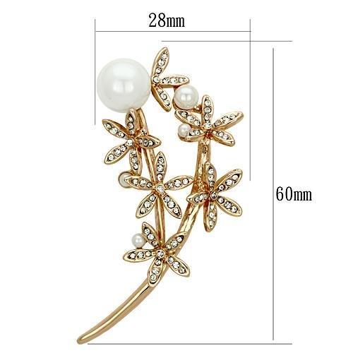 LO2834 - Flash Rose Gold White Metal Brooches with Synthetic Pearl in White LuxuryLifeWay Online Store
