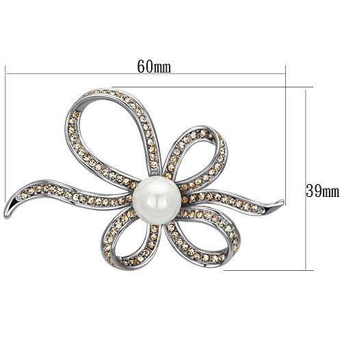 LO2840 - Imitation Rhodium White Metal Brooches with Synthetic Pearl in White LuxuryLifeWay Online Store