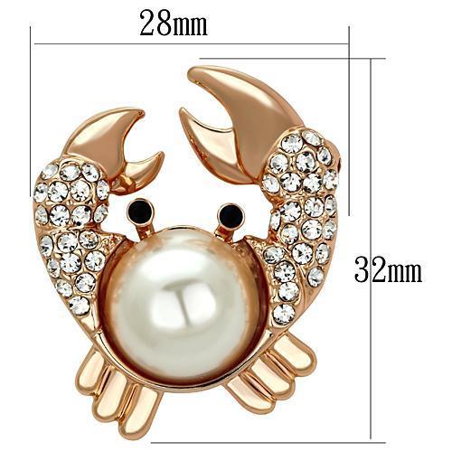 LO2843 - Flash Rose Gold White Metal Brooches with Synthetic Pearl in White LuxuryLifeWay Online Store