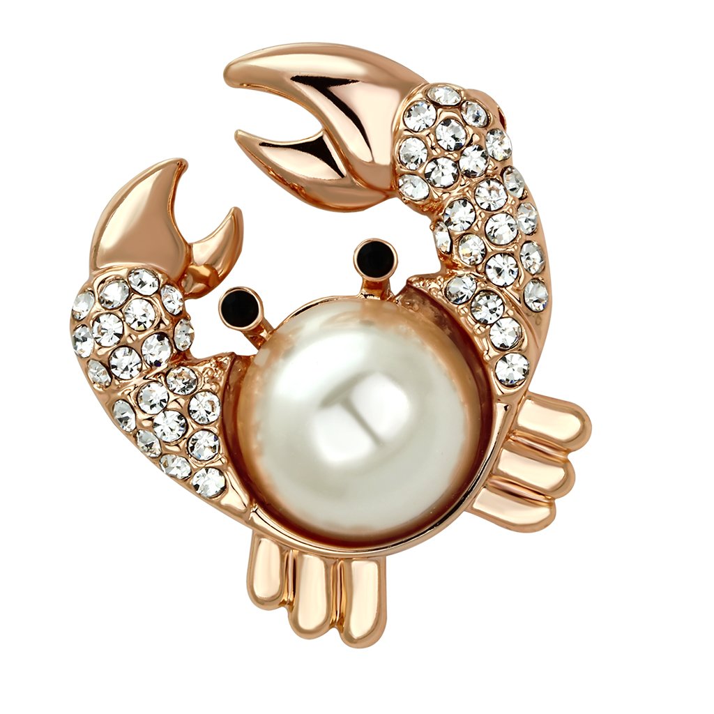 LO2843 - Flash Rose Gold White Metal Brooches with Synthetic Pearl in White LuxuryLifeWay Online Store