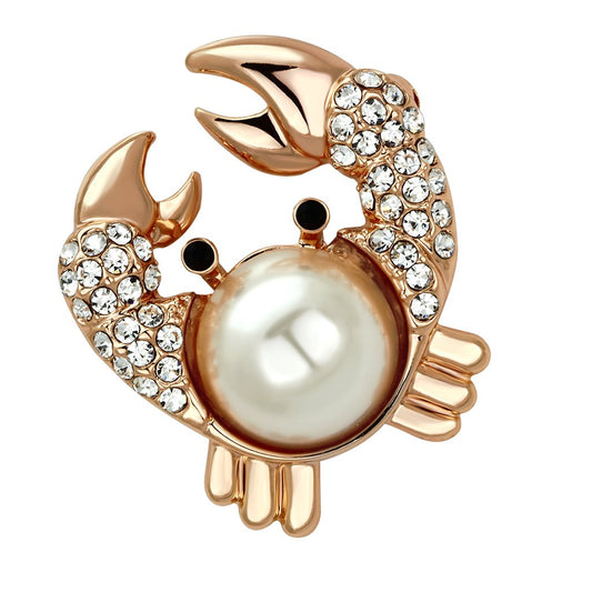 LO2843 - Flash Rose Gold White Metal Brooches with Synthetic Pearl in White LuxuryLifeWay Online Store