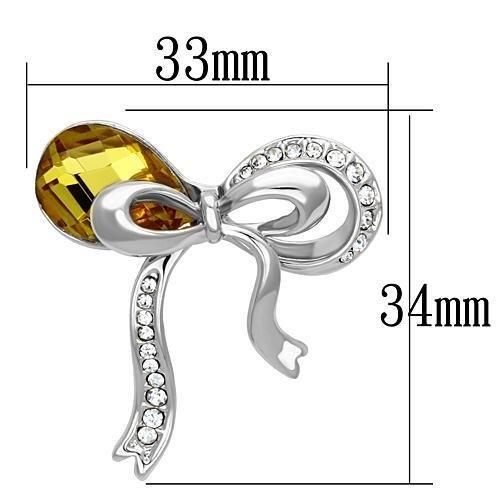 LO2846 - Imitation Rhodium White Metal Brooches with Synthetic Glass Bead in Topaz LuxuryLifeWay Online Store